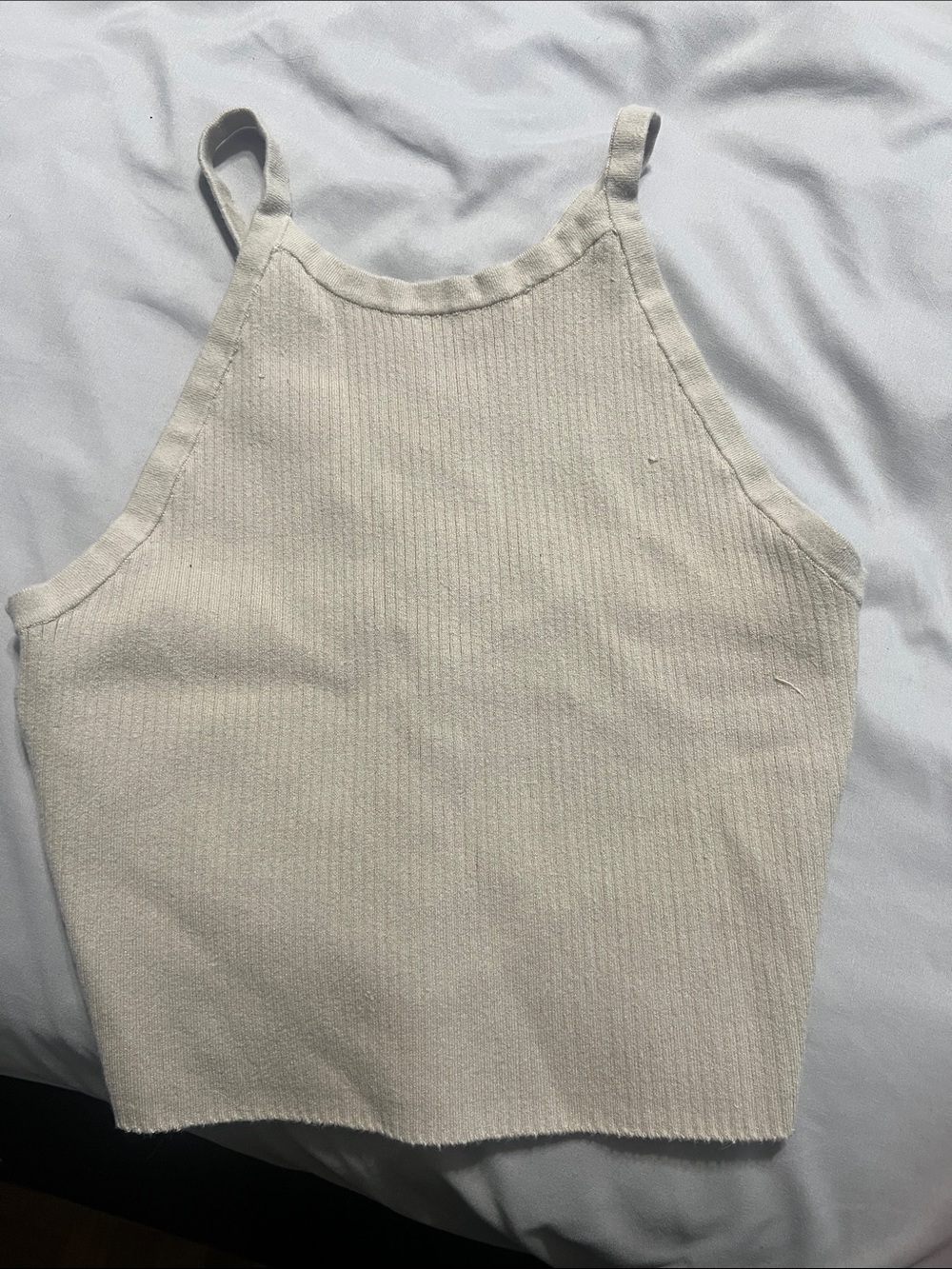 Good American Ribbed Halter Cami in Cream